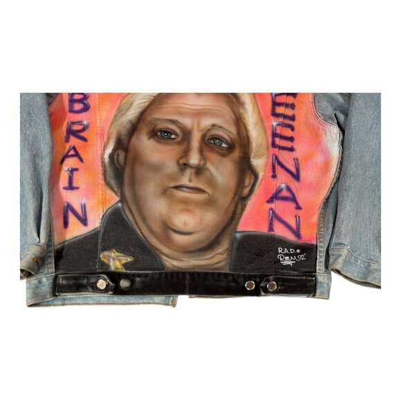 Vintage Bobby Heenan Denim Jacket Womens Small Light Blue Custom Airbrush 92 USA - Picture 15 of 16